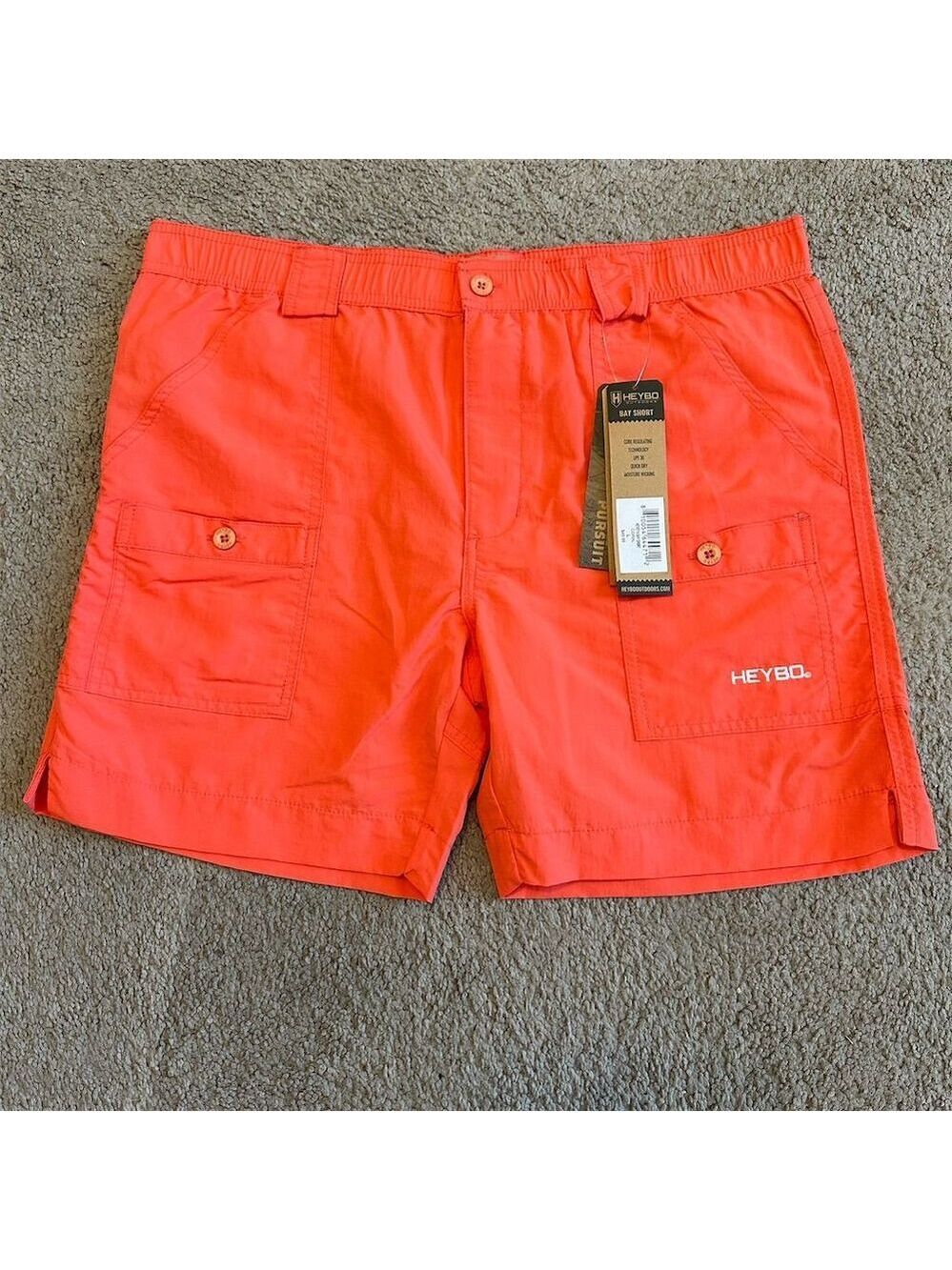 Heybo Men's Cargo Shorts Coral Size L UPF 30 Quick Dry Moisture Wicking